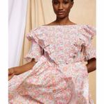 Horror Vacui Dorothy Ruffled Floral Cotton Poplin Midi Dress Size Medium Photo 12