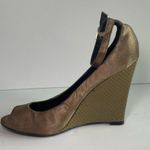 Steve Madden Green and Brown Satin Snakeskin Wedges Photo 7