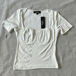 Lulus  Women’s Sweetness Simplified white Ribbed Short Sleeve Top size Small Photo 0