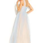 City Triangles Nude and sky blue jeweled halter top maxi Prom Dress. Size 17 Photo 0