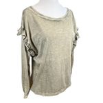Pilcro Anthropologie Women’s Olive‎ Wash Ruffled Sleeve Open Back Long Sleeve S Green Photo 2