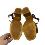 Made in Italy Brown Leather Platform Slingback Sandal Wood Chunky Heel Size 9 Photo 5