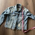 Veronica Beard Distressed Denim Raw Hem Button down jacket Photo 5
