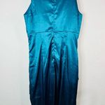 Sangria Sleek Teal Satin Bodycon Dress – Effortless Glam Party-Ready Size 4 Photo 7