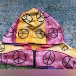 Vintage KPC peace sign tie dye zip hoodie, size large Purple Photo 9