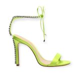 Schutz new  𒀭 Islah Satin + Crystal Heeled Sandals 𒀭Fresh Green [Neon] 𒀭 7.5M Photo 0