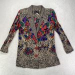 Carole Little Boyfriend Blazer Women's 4 Petite Mixed Floral USA Vtg 90s Size 4P Photo 0