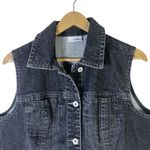 Chico's  Black Denim Vest Womens M Button Front Western Utility Classic Cowgirl Photo 2