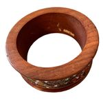 Paisley Ribbon Wooden Bangle Boho Bracelet Orange Photo 3