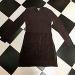 Rebecca Taylor NWT Velvet Textured Mini Dress Long Sleeve Chocolate Cocoa sz L Photo 4
