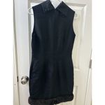 Italian Sonia Spegiale Black Collar Faux Fur Elements Size 44 Bodycon Mini Dress Size M Photo 4