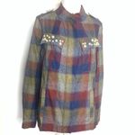 CAbi  #3555 collage plaid pearl jacket 3555 shacket sz M Photo 5