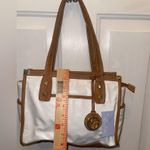 Marc Fisher  White and Tan Structured Tote NWT Photo 3