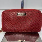 Cole Haan  Red Snakeskin Wristlet Wallet Clutch Card Holder Zip Around Photo 0
