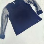 Calvin Klein  Black Top with Sheer Sleeves Photo 4