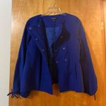 Ellen Tracy  Wool Angora Blend Blazer Jacket Bow Sleeve Blue Petite Size 12 12P Photo 11