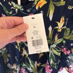 Crown & Ivy  NWT Women's Short Sleeve Printed Smocked Bib Dress Navy Tropic XL Photo 4