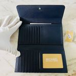 Michael Kors Jet Set Travel Navy White Logo Leather Large Tri-Fold Wallet Photo 6