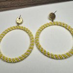 J.Crew Yellow & White Bead Beaded Statement Dangle Drop Pierced Earrings Photo 5