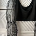 Red Dress Boutique Sheer Black Crop Top with Puffy Sleeves Photo 1