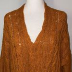 Free People  chunky cable knit oversized tunic sweater burnt‎ orange size XS Photo 2