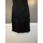 Geary Roark Kamisato Dress Womens 12 Black Fringe Flapper Open Back Cocktail Photo 2