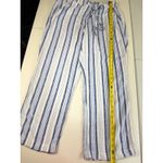 Per Se  PXL Blue Striped Linen Blend‎ Drawstring Waist Wide Leg Pants Photo 5