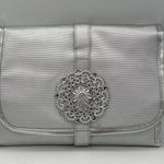 Silver Foldable Travel Jewelry Organizer With Embellished Button Closure Photo 0