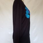 Vintage 80s TanFJay Black Floral Applique Sweater Sz M Whimsigoth Kitsch Retro Size M Photo 4