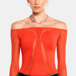 NWT OW Collection Swirl Blouse in OW Red Sz Medium $145 Orange Photo 0