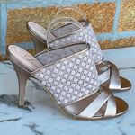 Delman Evitt Embroidered Heel Sandal size 10 Gold Photo 0