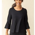 Habitat  Oversized Sz S Black Pleated Flared Sleeve Shirt Blouse Stretch Casual Photo 0