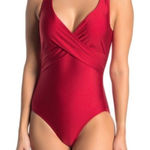 Tahari  red v-neck swimsuit. Runs like a large. New. Photo 0
