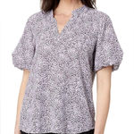 Vince Camuto  Puff-sleeve V-neck Blouse Pink Chalk L NWT IN PACKAGE Photo 0