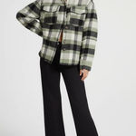 Princess Polly Veera Shacket Womens Size US 2 Sage Green Plaid Overshirt Photo 0