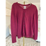 Croft & Barrow Button Front Cardigan Deep Red Parisian Scandi Preppy Soft LP Photo 1