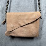 Maxon Collection Italian Blush Leather Foldover Clutch Chain Crossbody Bag Purse Tan Photo 3