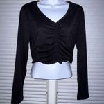 ASOS Daisy Street top with v-front and ruched detail in black (L) Photo 0