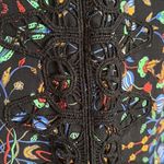 ZARA Black Blue Green Red Floral Embroidered Crochet Sides Mini Skirt Medium Photo 5