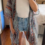 Millau Boho Short Sleeve Kimono Blue Photo 0
