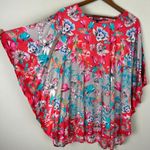 TOLANI COLLECTION Tunic Top Large Narissa Poppy Floral Caftan Kimono Boho Flowy Red Size undefined Photo 0