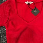 Modern Supply Sanctuary Red Cotton Knit Top Short Sleeve Sweetheart Neck L NWT Size L Photo 1