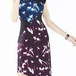 BCBGMAXAZRIA  Daphney Black Stained Glass Floral Print Asymmetrical Dress Photo 0