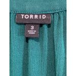 Torrid  Size 3X Crinkle Gauze Lace Bishop Sleeve Blouse V Neck Christmas Green Photo 2