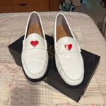 White Loafers with Red Heart Detail Size 11 Photo 0