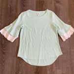 Elle 3/4 Ruffle Sleeve Blouse Top Size M Photo 0