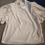 Free People  Blush Velvet Puff Sleeve Top NWOT small Photo 3
