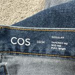 COS  Women’s Tapered Leg Mid Rise Full Length Jeans Button Fly Medium Wash 33/34 Photo 8