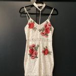 BANJUL  white embroidered floral lace high low midi maxi neck choker dress S Photo 1