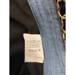 EDWARD ACHOUR PARIS Tweed Chain Trim Blazer Light Blue Trim Gold Buttons size S Brown Photo 4